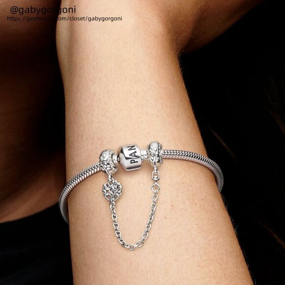 Pandora Heart Family Tree Safety Chain Charm - Picture 2 of 2